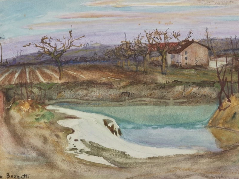 1875-Cino Bozzetti - Paesaggio di campagna